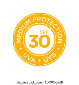 UV, sun protection, medium SPF 30 vector icon on white background