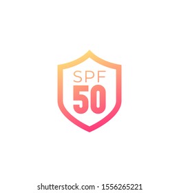 UV, sun protection SPF 50 icon with shield