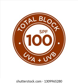 UV, sun protection, Total Block SPF 100 vector icon on white background