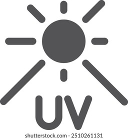 Uv sun rays black symbol. Sunlight protection
