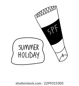 UV sun rays protection cream or lotion in plastic tube, vector illustration. Summer skin care cosmetic product template.