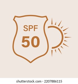 UV Sun Sunscreen Shield Protect Skin Line Icon. SPF 50 Resistant Block Ultraviolet Rays Linear Pictogram. Sunblock Protection Radiation Cream Lotion Outline Icon. Isolated Vector Illustration.