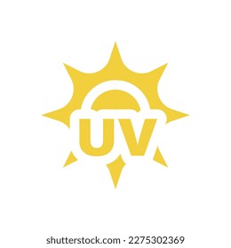 Uv sunblock protection vector icon. Solar ultraviolet light with sun fill symbol.