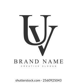 UV trendy logotype template. Initial letter u and v classic font style. Creative logo for company name or identity. Vector illustration.