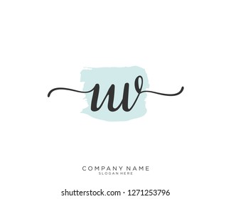 UV U V Initial handwriting logo vector