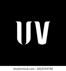 UV U V Buchstaben Logo Design. Ursprüngliche Buchstaben UV-verbundene Kreis Großbuchstaben Monogramm Logo weiß Farbe. UV-Logo, U-V-Design. UV, U V