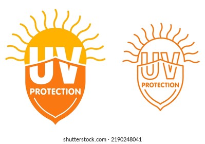 UV ultraviolet protection vector icon with shield and sun shapes