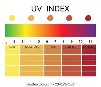 UV UVA UVB HEV skin protection. Sun radiation ultraviolet harmful rays stcok image vector. Sunburn skin layers, epidermis, dermis, hypodermis. Sunlight damage cancer risk. UV index chart, SPF cream