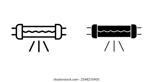 Conjunto de iconos de luz UV o UVC. Símbolo aislado fondo blanco. Ilustración vectorial. color editable.