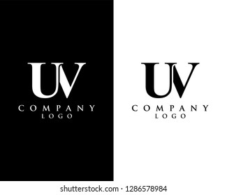 uv, vu initial letter logo design with black and white color that can be used for creative business and company