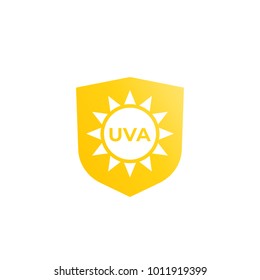 UVA protection icon, sun and shield