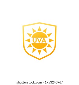 UVA protection icon, sun and shield vector