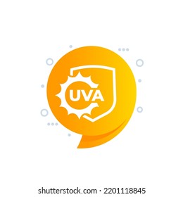 UVA protection icon with sun and shield, vector