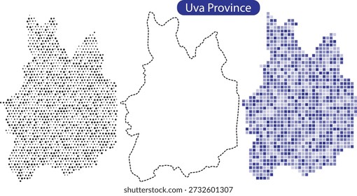 Ilustración de mapa de la provincia de Uva con diseño pixelado