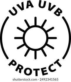 uva uvb protect black outline icon round rounded circle badge stamp label isolated on transparent background