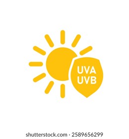 UVA UVB protection icon for sunscreen or skin cosmetics packaging. Vector Illustration.