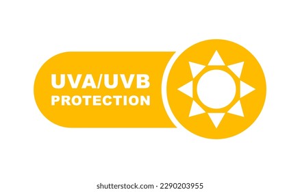 UVA UVB protection icon. UV protection. Sun protect for skin. SPF icon for sunscreen or skin cosmetics packaging. Vector Illustration.