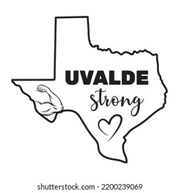 Uvalde Strong Vector, Texas, Black Silhouette