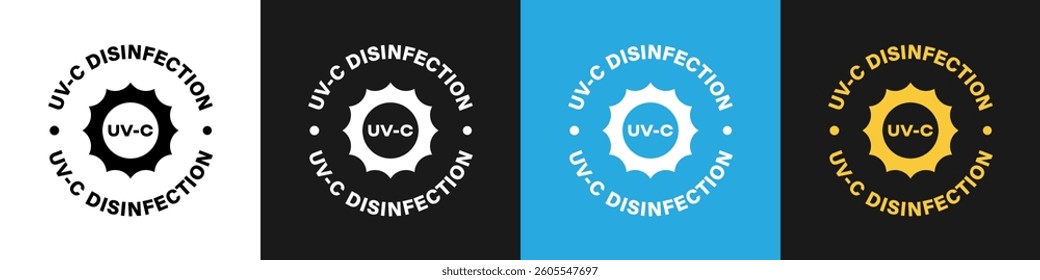 UV-C Disinfection. Vector sign isolated on color backgrounds.