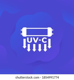 Icono de lámpara germicida UV-C, vector
