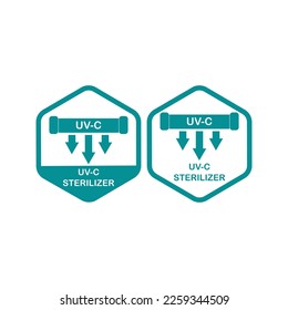 Diseño del logotipo de la placa de esterilización UV-C. Adecuado para la información sanitaria y la etiqueta del producto