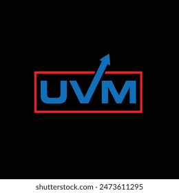 UVM letter logo design on black background