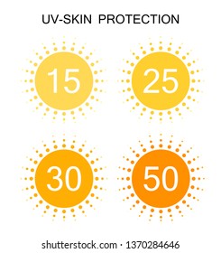 UV-Protection Sun Sign Icon Collection Set. Vector Illustration EPS10