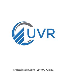Diseño plano del logotipo de la contabilidad de UVR en el fondo blanco. Iniciales creativas UVR Concepto de logotipo de letra de gráfico de crecimiento. Diseño de logotipo de finanzas de negocios UVR.
