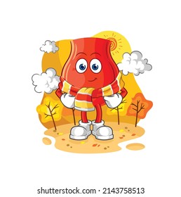 uvula in the autumn. cartoon mascot vector