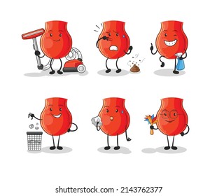 uvula cleaning group character. cartoon mascot vector