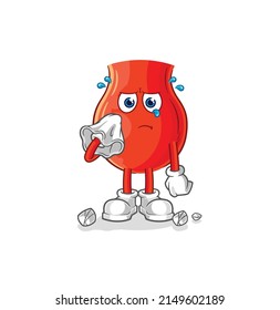 uvula cry with a tissue. cartoon mascot vector