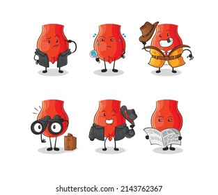 uvula detective group character. cartoon mascot vector