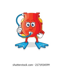 uvula diver cartoon. cartoon mascot vector