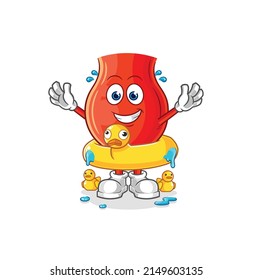 uvula with duck buoy cartoon. cartoon mascot vector