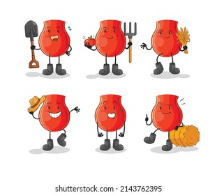 uvula farmer group character. cartoon mascot vector