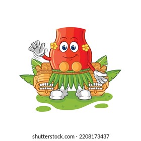 Uvula Hawaiian Waving Character. Cartoon Mascot Vector