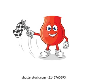 uvula hold finish flag. cartoon mascot vector