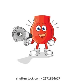 uvula holding hand loudspeakers vector. cartoon character