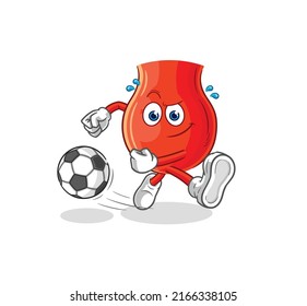 uvula kicking the ball cartoon. cartoon mascot vector