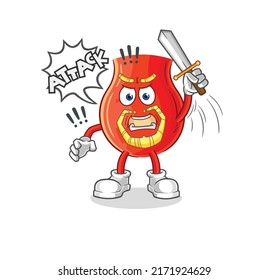 uvula knights attack with sword. cartoon mascot vector
