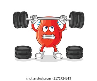 uvula lifting the barbell character. cartoon mascot vector