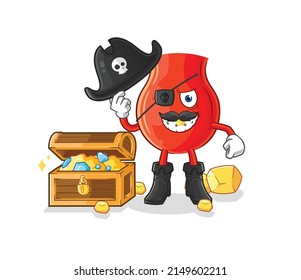 uvula pirate with treasure mascot. cartoon vector