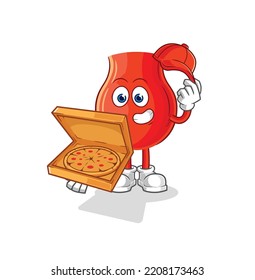 uvula pizza delivery boy vector. cartoon character