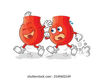uvula play chase cartoon. cartoon mascot vector