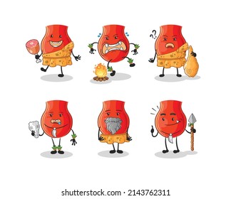 uvula primitive man group character. mascot vector