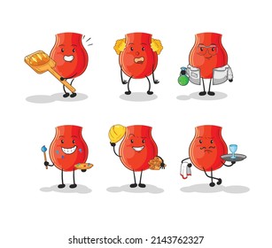 uvula profession set character. cartoon mascot vector