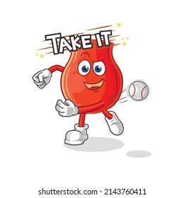 uvula throwing baseball vector. cartoon character