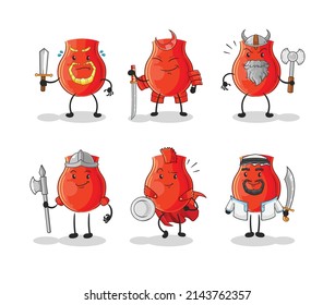 uvula warrior group character. cartoon mascot vector