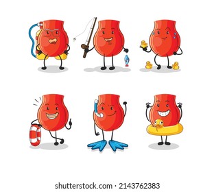 uvula water activity group. cartoon mascot vector