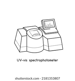 UV-vis spectrophotometer diagram for experiment setup lab outline vector illustration